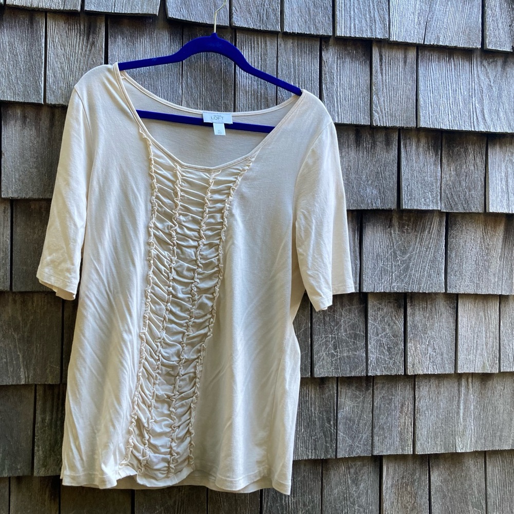 Loft ruffle-front top